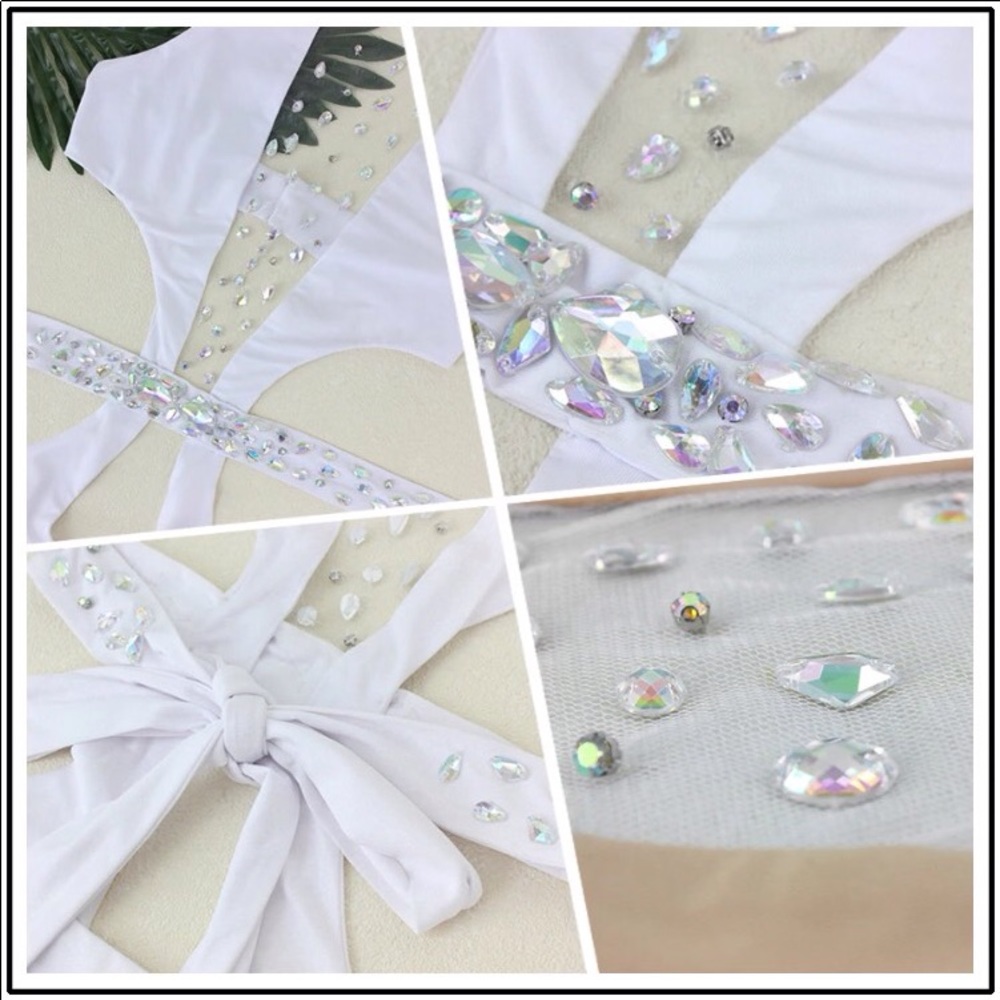 ๐White or Black gaze an crystals halter swimsuit - Picture 4 of 7